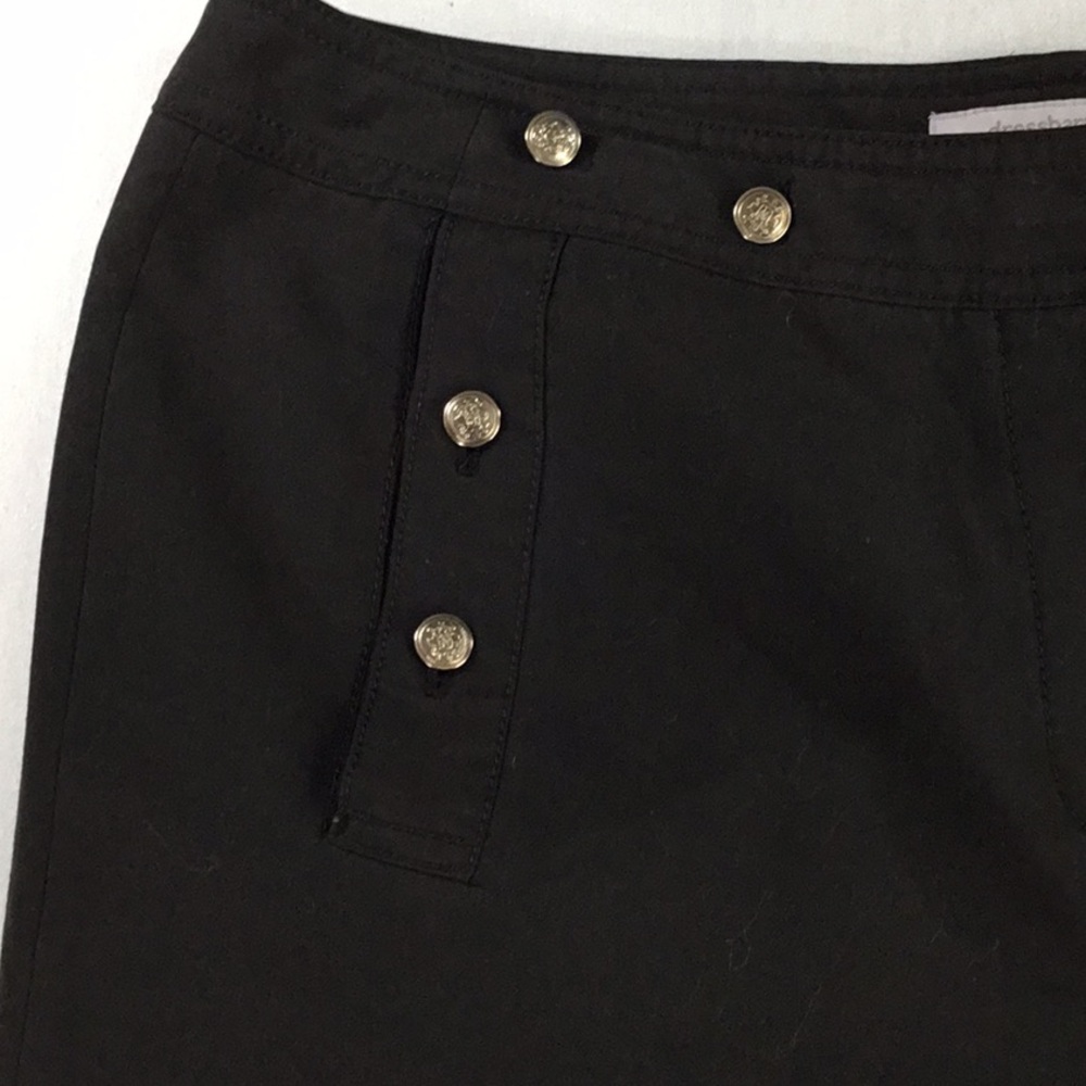 Dress Barn Nautical Black Button Wide Leg Crop Pants Professional Casual Size 14 - Picture 3 of 8